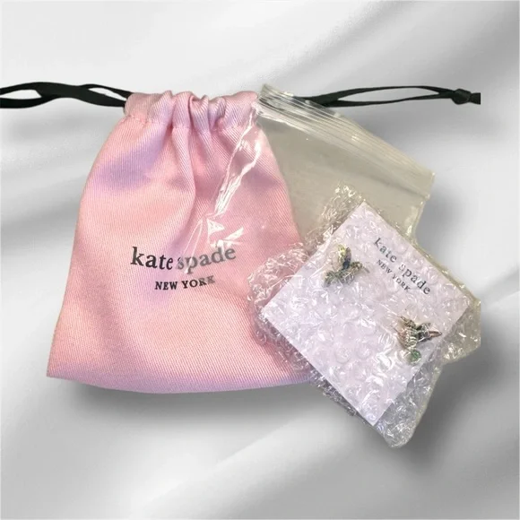 Rare Kate Spade Hummingbird Earrings with Green and Gold - Picture 5 of 9